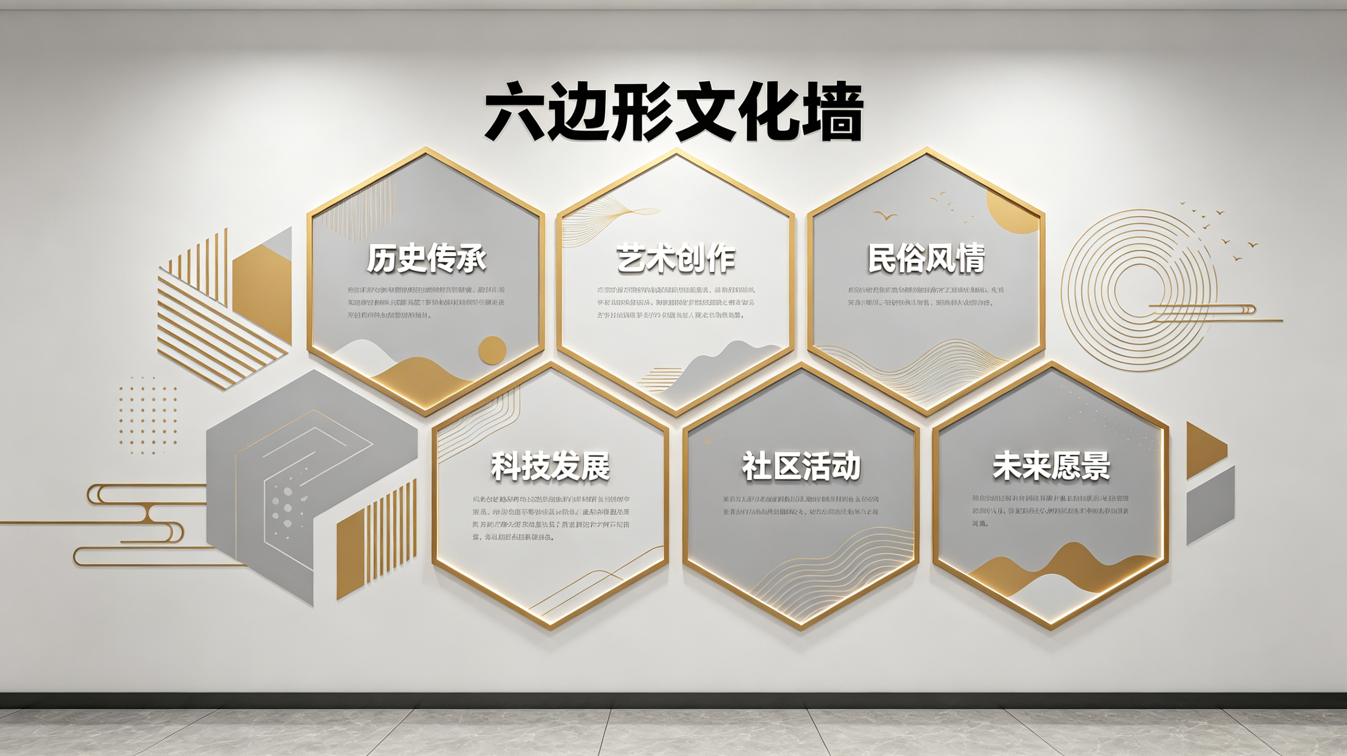 罗城企业文化墙 | 六边形信息美学